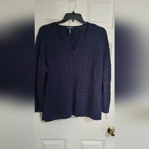 Ralph Lauren Deep BlueCable Cotton Knit Pullover.